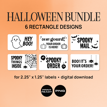 Halloween Bundle - 6 Rectangle Digital Thermal Label