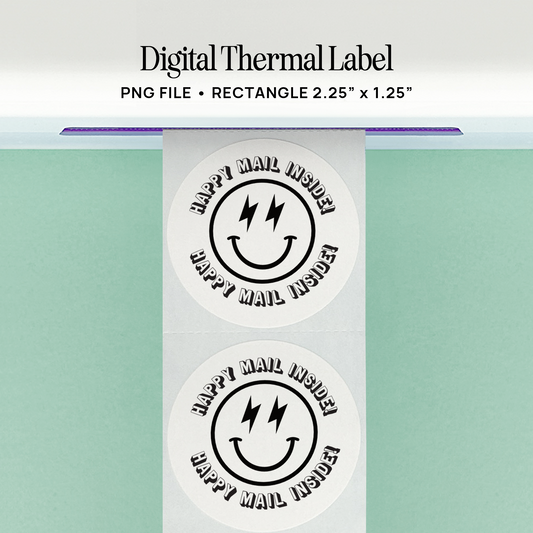 Happy Mail Inside with Smiley Face - Circle Digital Thermal Label