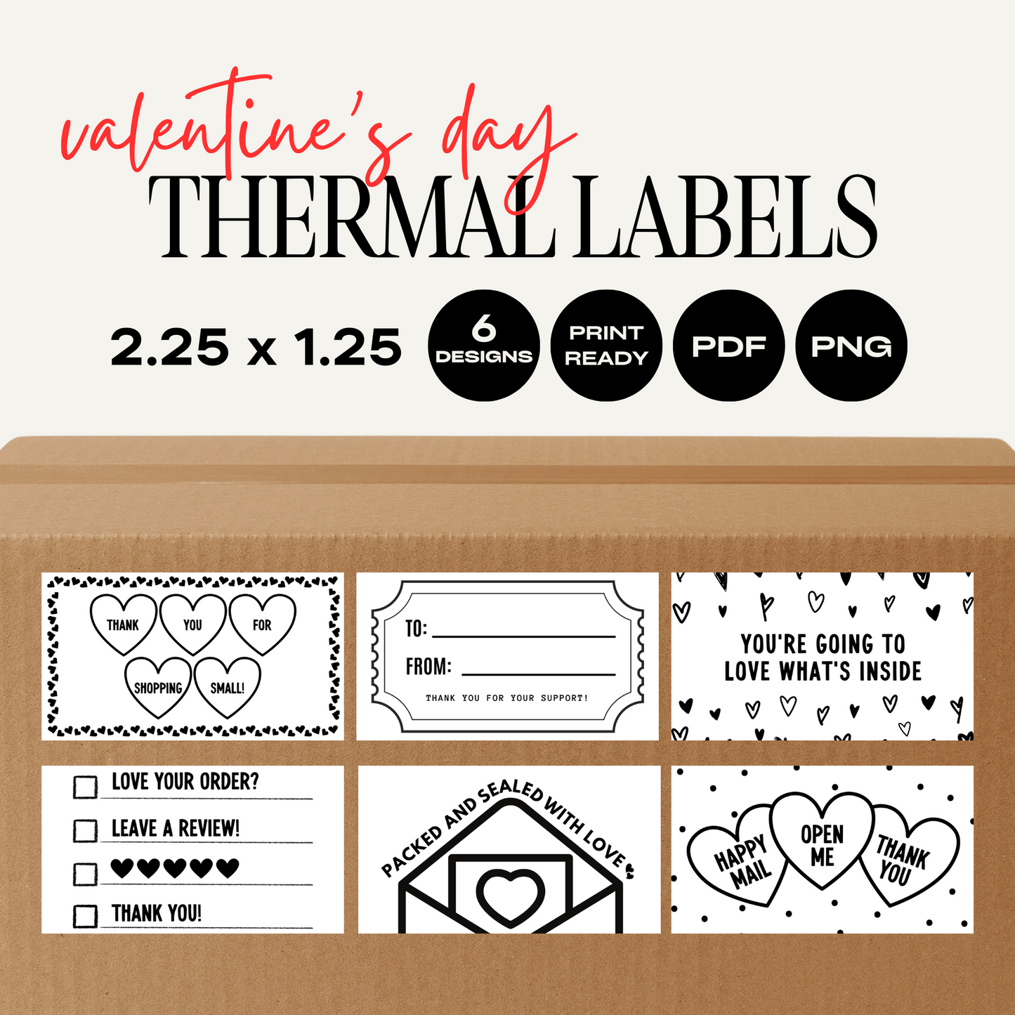 Valentine's Day Bundle Digital Thermal Labels - 2.25 x 1.25