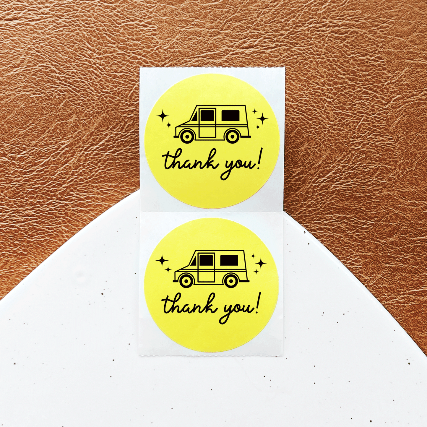 Thank You with Mail Truck Circle Labels